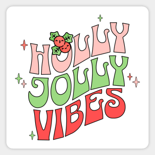 Retro Holly Jolly Christmas Vibes Magnet